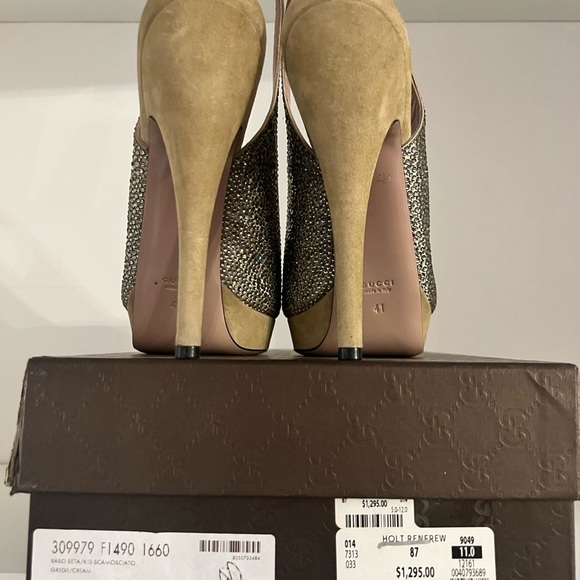 Gucci Swarovski Crystal Open Toe Pumps - Picture 2 of 6